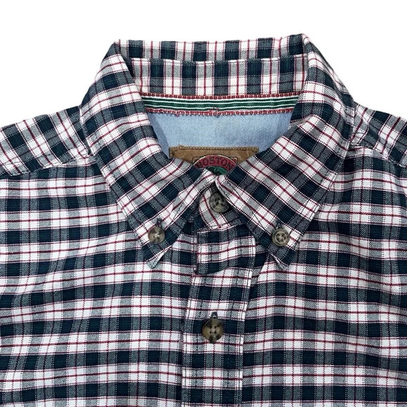 Boston Traders White and Red Plaid Button Down Long Sleeve Dress Shirt Small - Picture 2 of 7